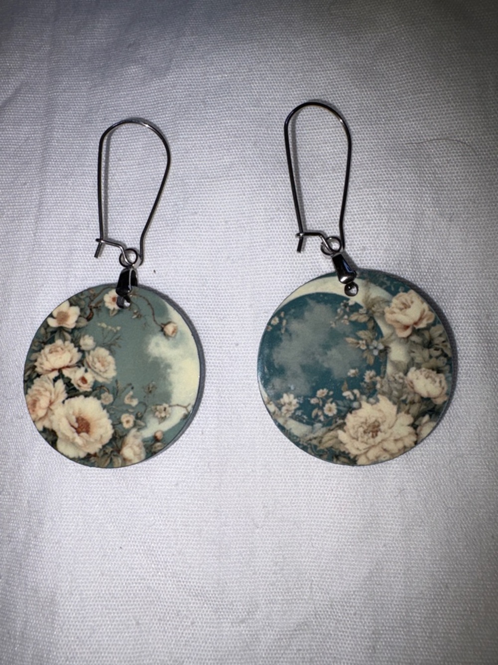Moon and floral earrings
